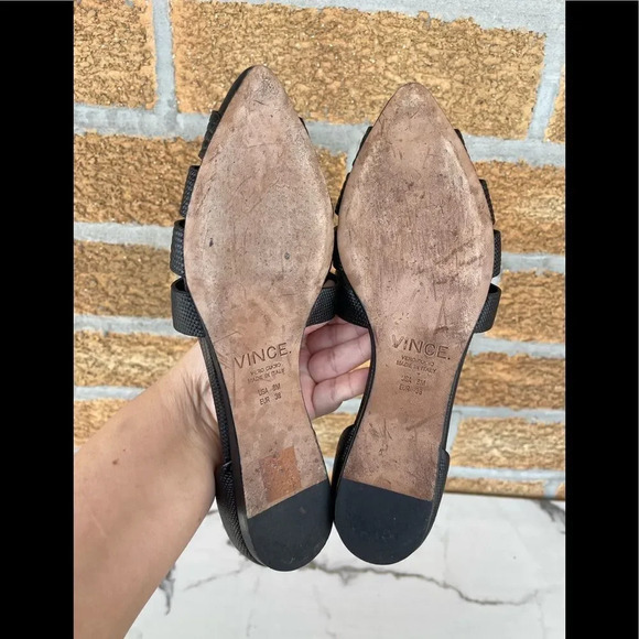 Vince Black Neves Lizard-embossed Leather Flats 8M - Picture 6 of 11